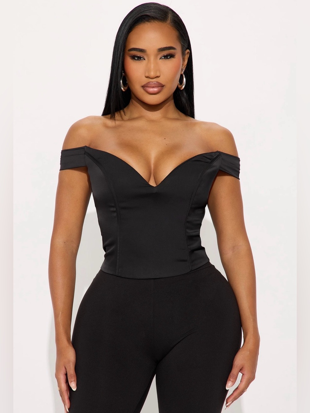 Off-Shoulder Black Corset Top
